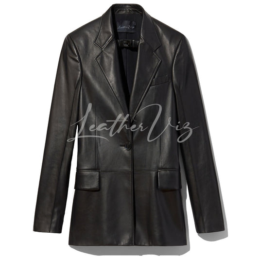SINGLE-BREASTED SILHOUETTE WOMEN LEATHER BLAZER