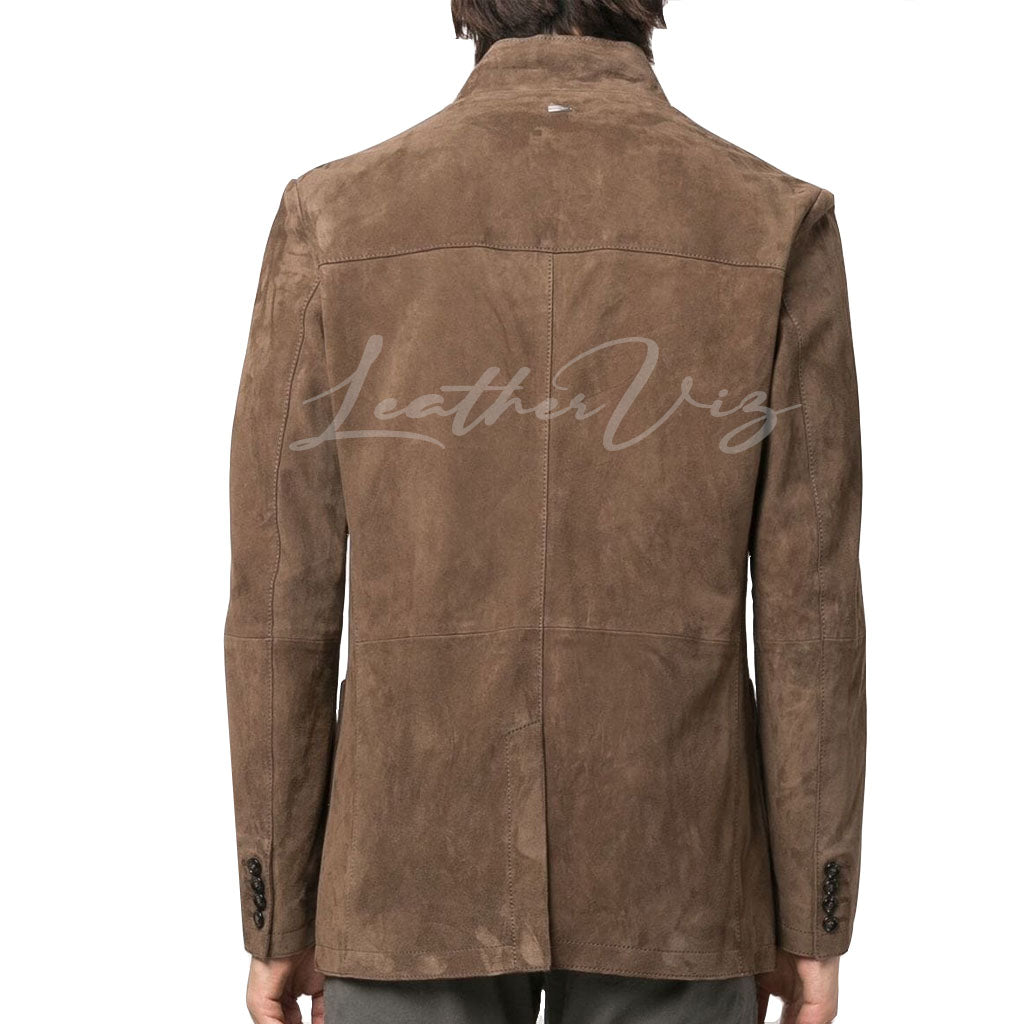 SINGLE-BREASTED SUEDE LEATHER  MEN BLAZER