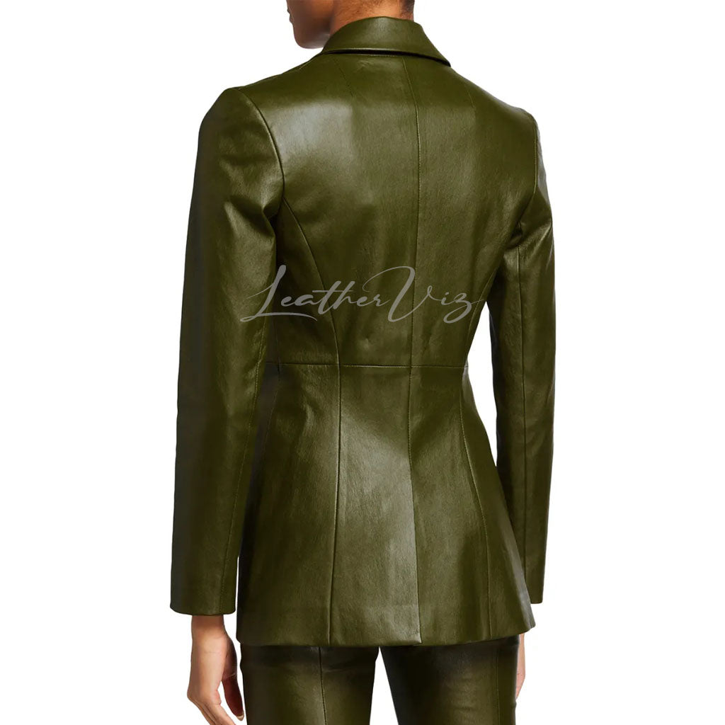 SINGLE-BREASTED WOMEN LEATHER BLAZER