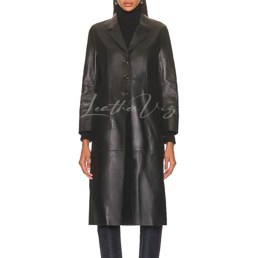Women’s lambskin leather formal coat for winter