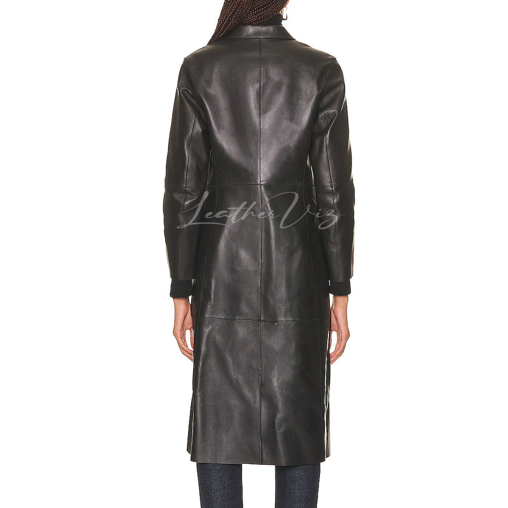 Classic Style Women’s three button leather coat