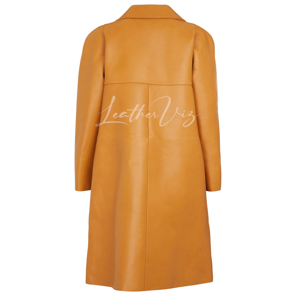 Women’s lambskin leather trench coat for Winters