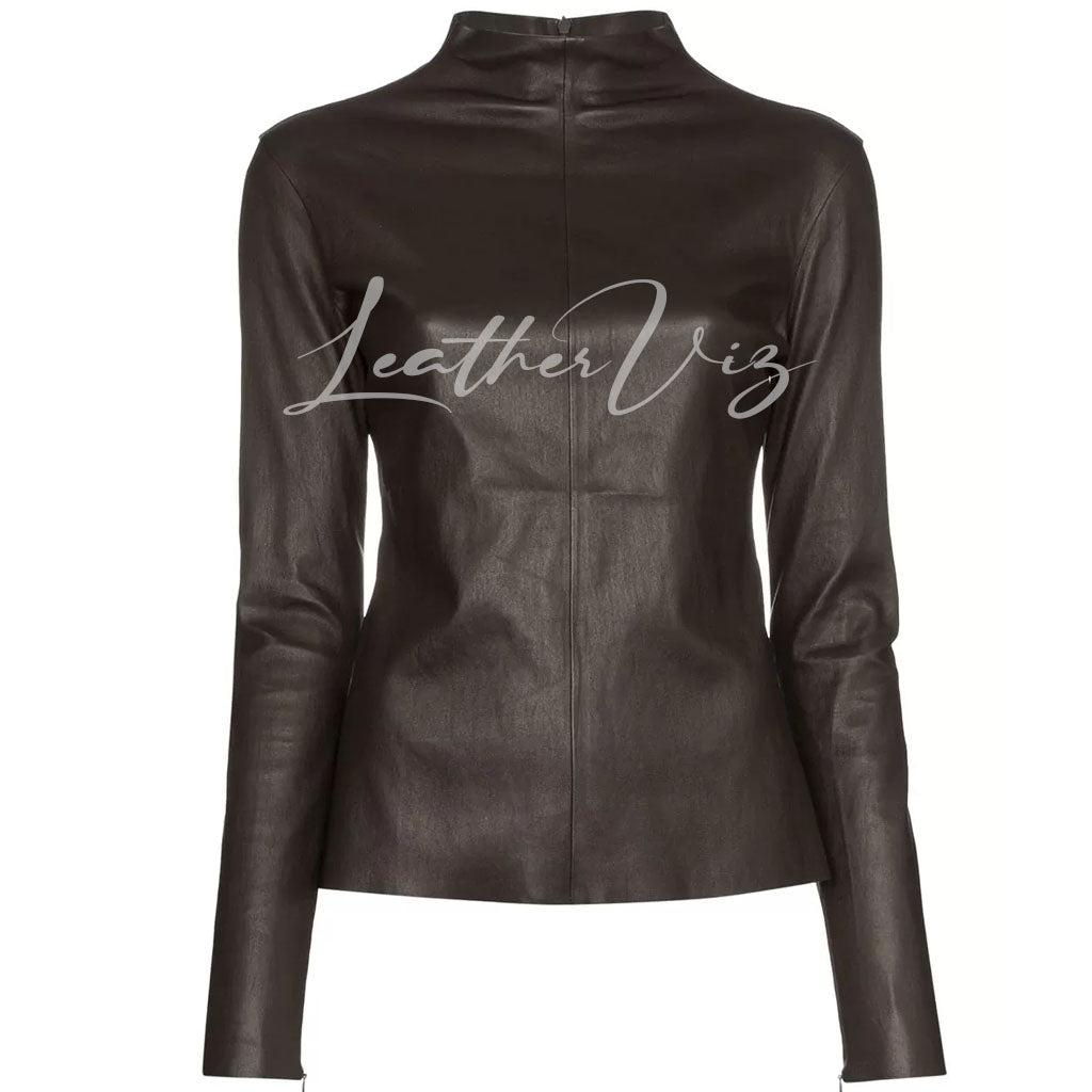 TURTLENECK WOMEN CORPORATE LEATHER TOP