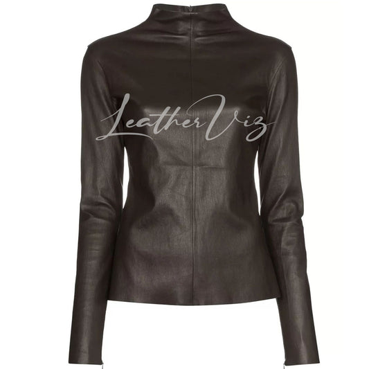 TURTLENECK WOMEN CORPORATE LEATHER TOP