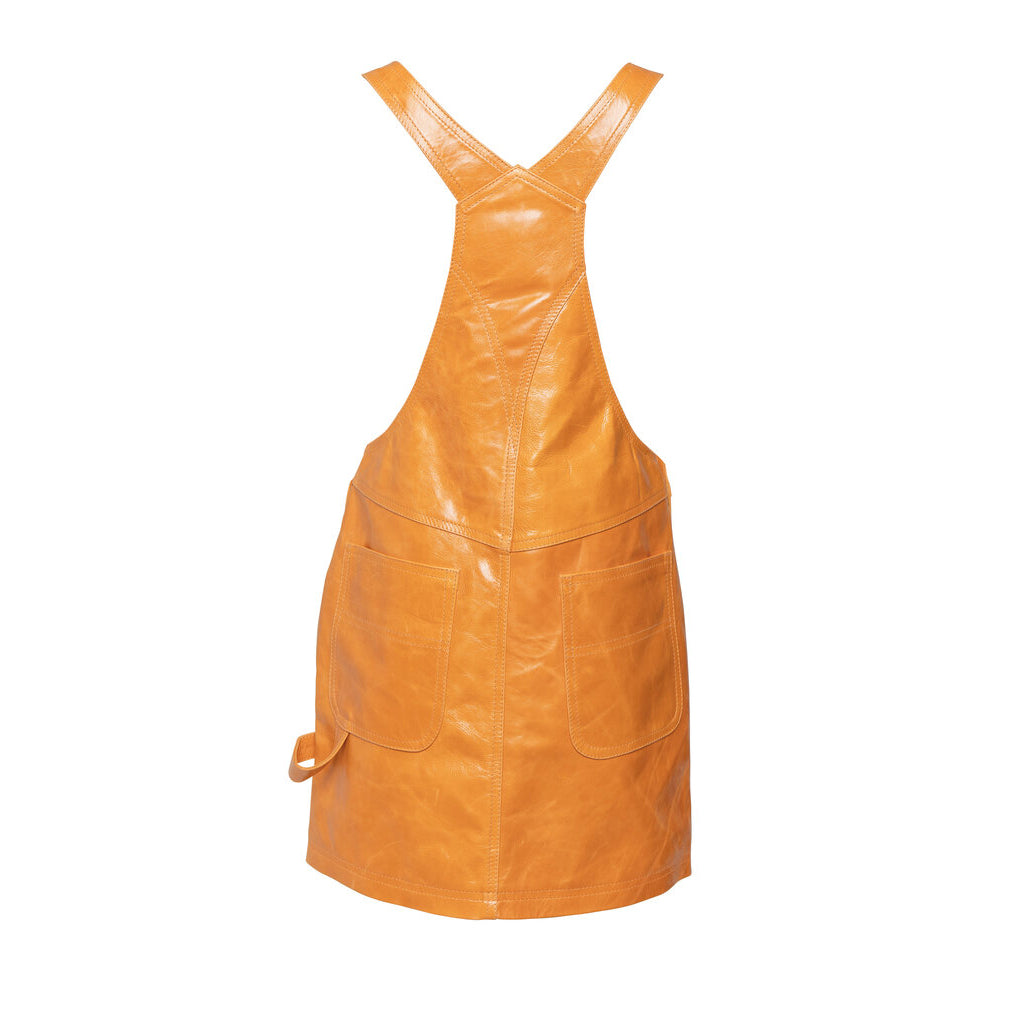 A-Line Fit Women Leather Dungaree Dress
