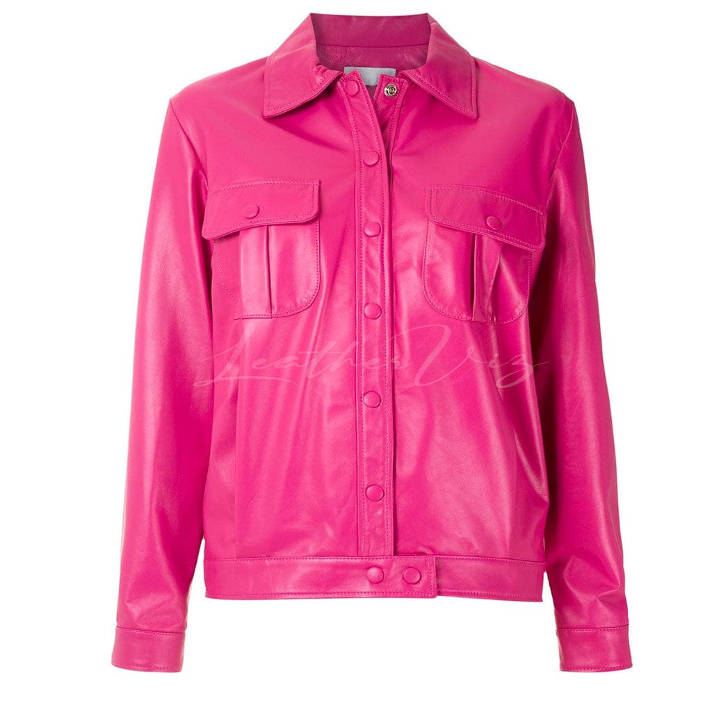 Valentino Pink Love Leather Jacket For Women