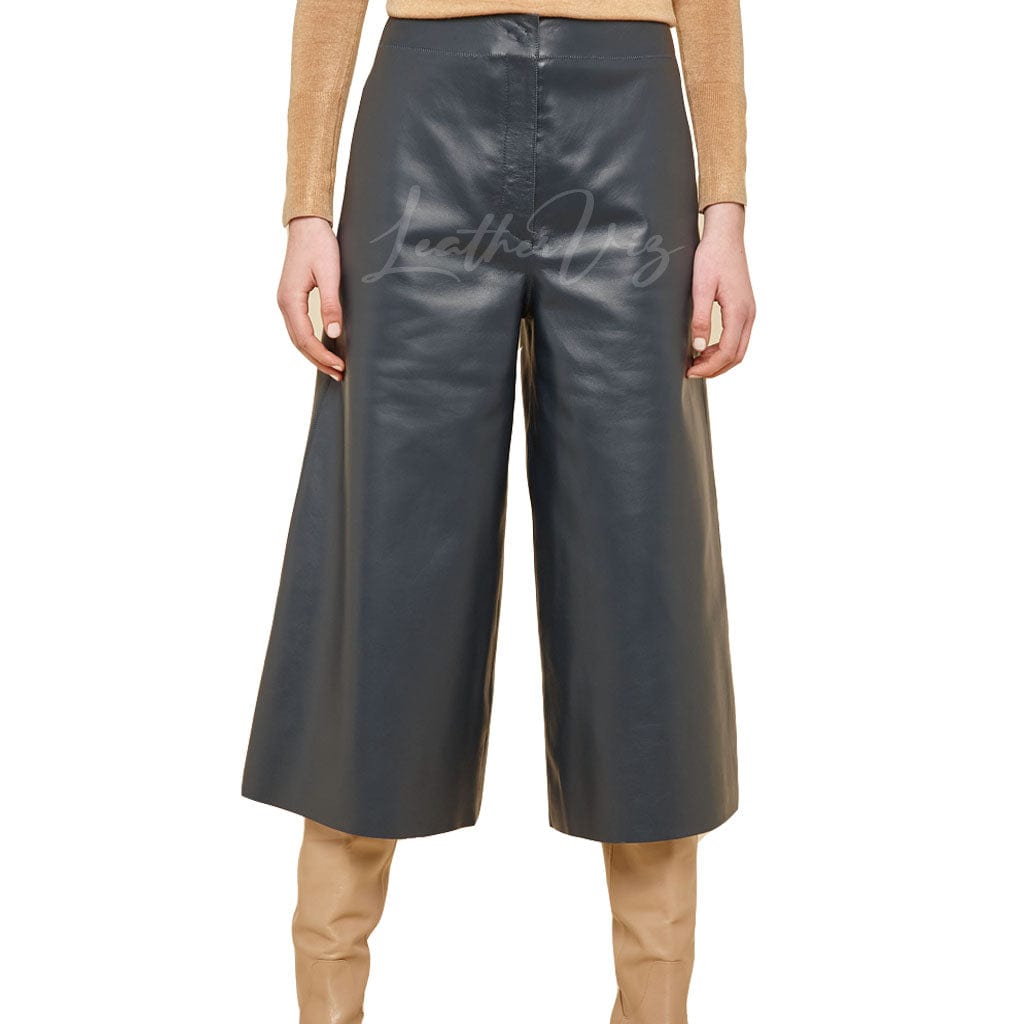 WOMEN LEATHER CULOTTES PANT