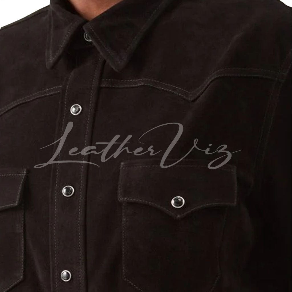WOMENS BLACK SUEDE SHIRT