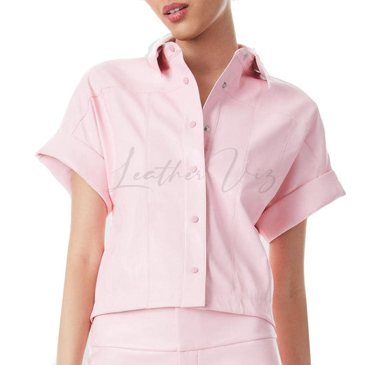 VALENTINES SPECIAL LEATHER BUTTON-FRONT TOP - Image #1