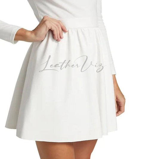 HIGH COLLAR LEATHER SKATER BRIDAL DRESS - Image #2