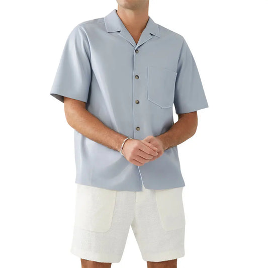 Summer Light Blue Leather Shirt - Image #2