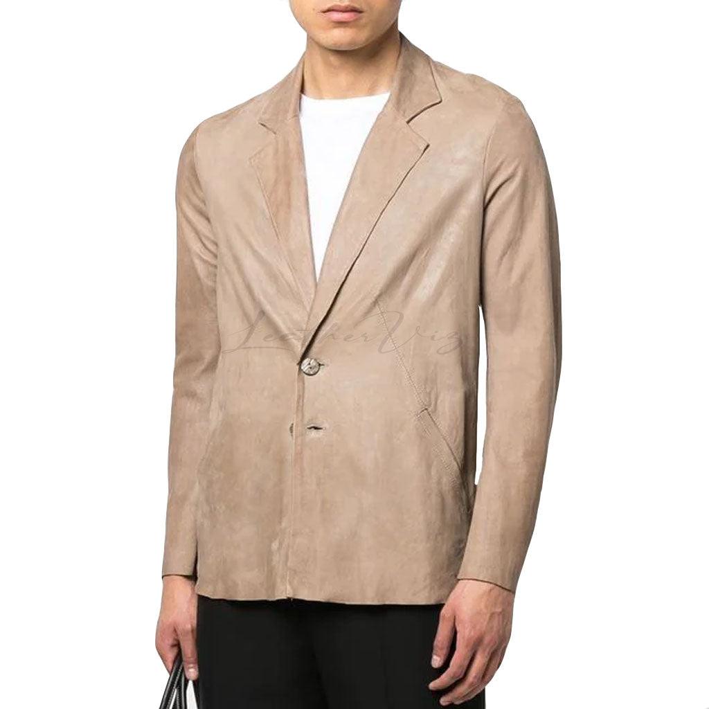 SINGLE-BREASTED MEN LEATHER BLAZER - Image #1