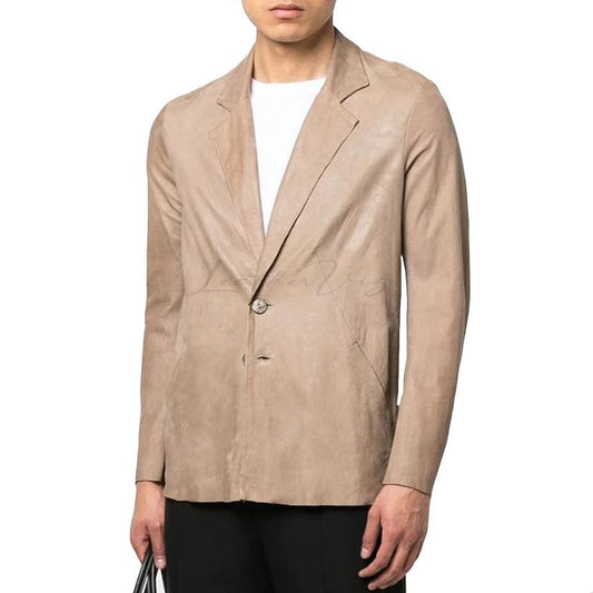 SINGLE-BREASTED MEN LEATHER BLAZER - Image #1
