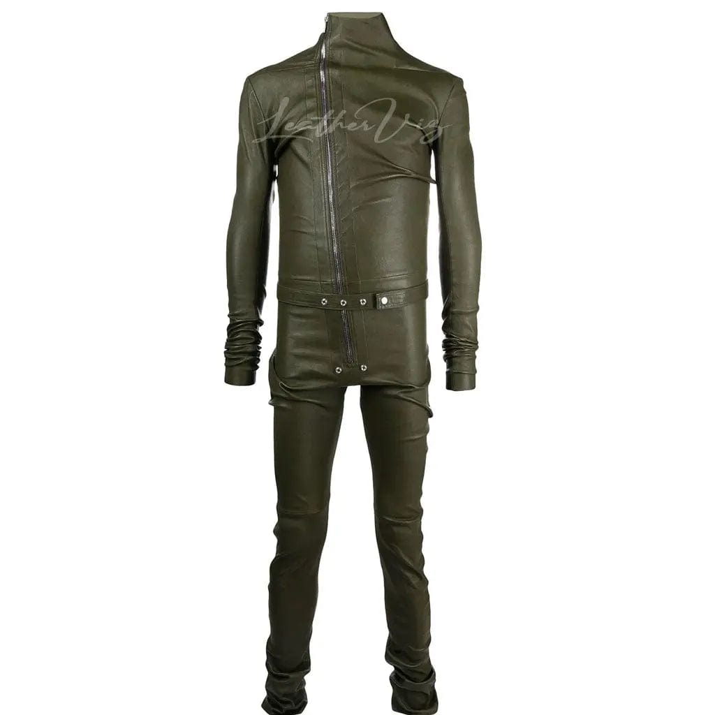 ZIPPER LEATHER JUMPSUIT FOR MEN - Image #3