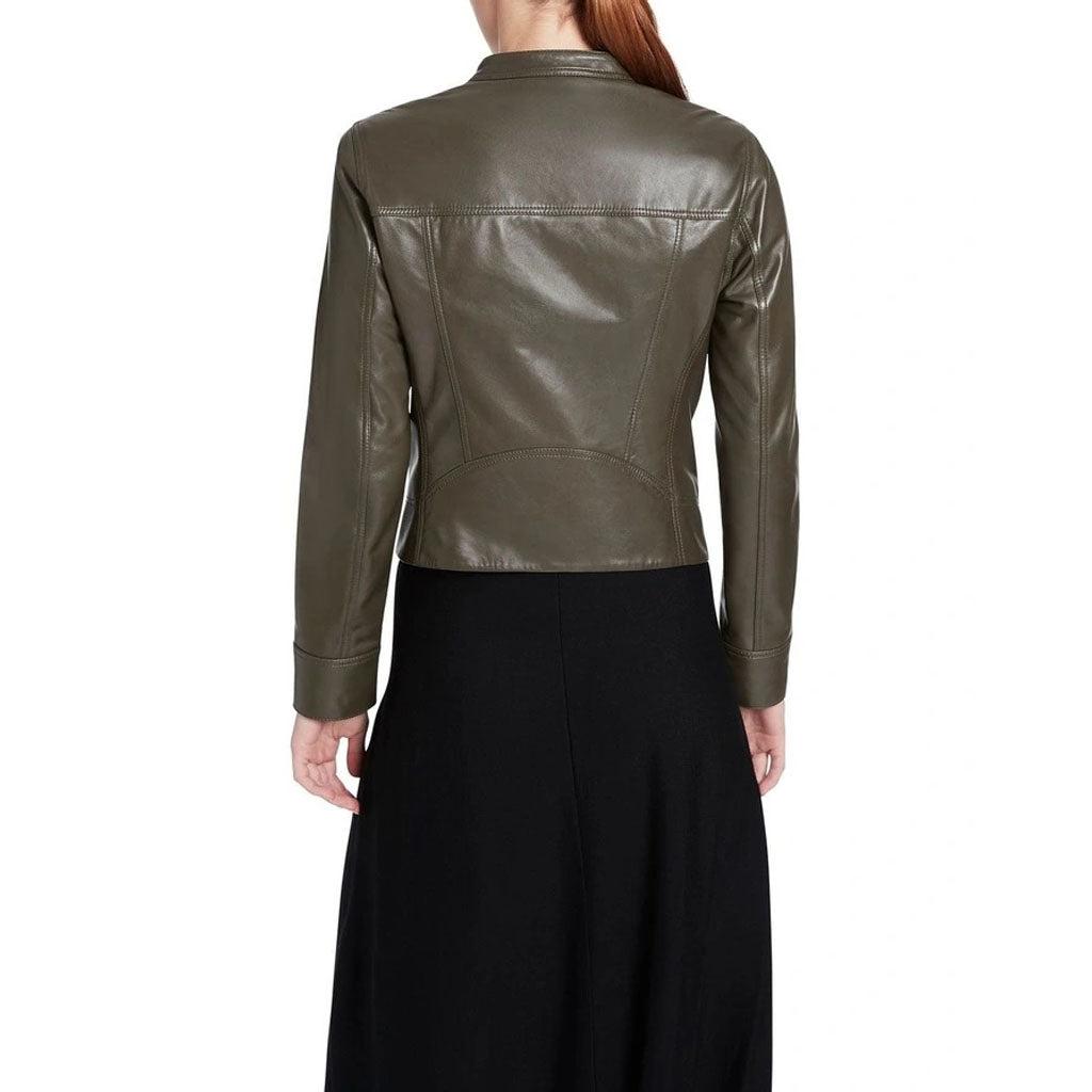 Leatherviz Women Leather Jacket In Olive - Image #2