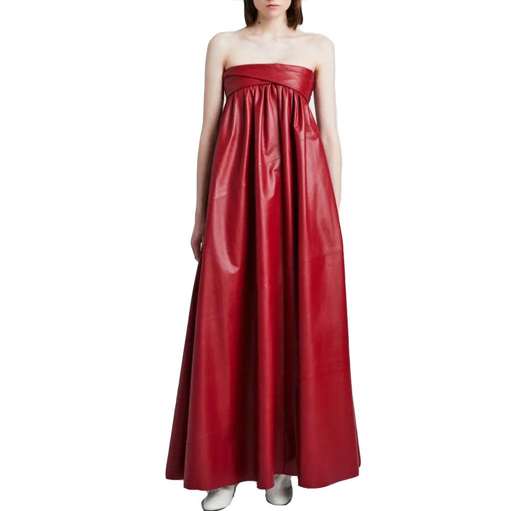 Faux Leather Strapless Red Leather Gown Red Leather Wedding Gown Austr   LeatherViz
