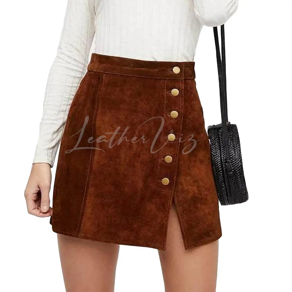 Vintage Black Suede Leather Mini Skirt (XS)