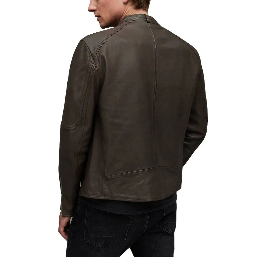 Men's Leather Collar Jacket 100% Genuine Lambskin Biker Leather Jacket - Image #3