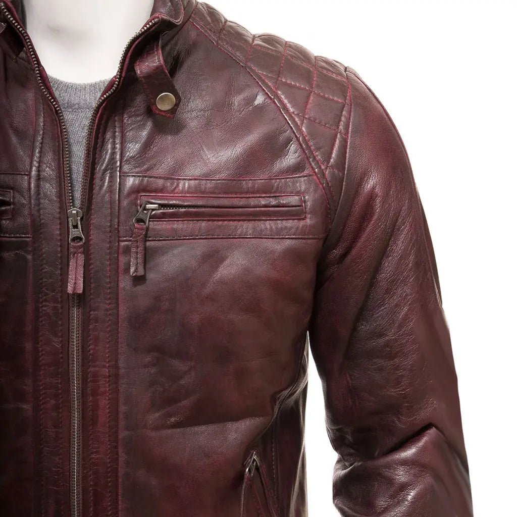  Genuine Leather Men's Biker Jacket 