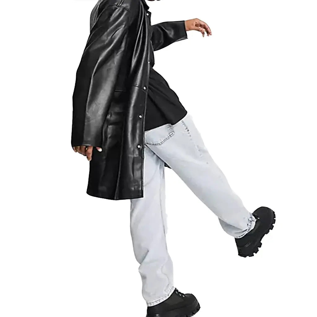 Genuine leather men leather trench coats