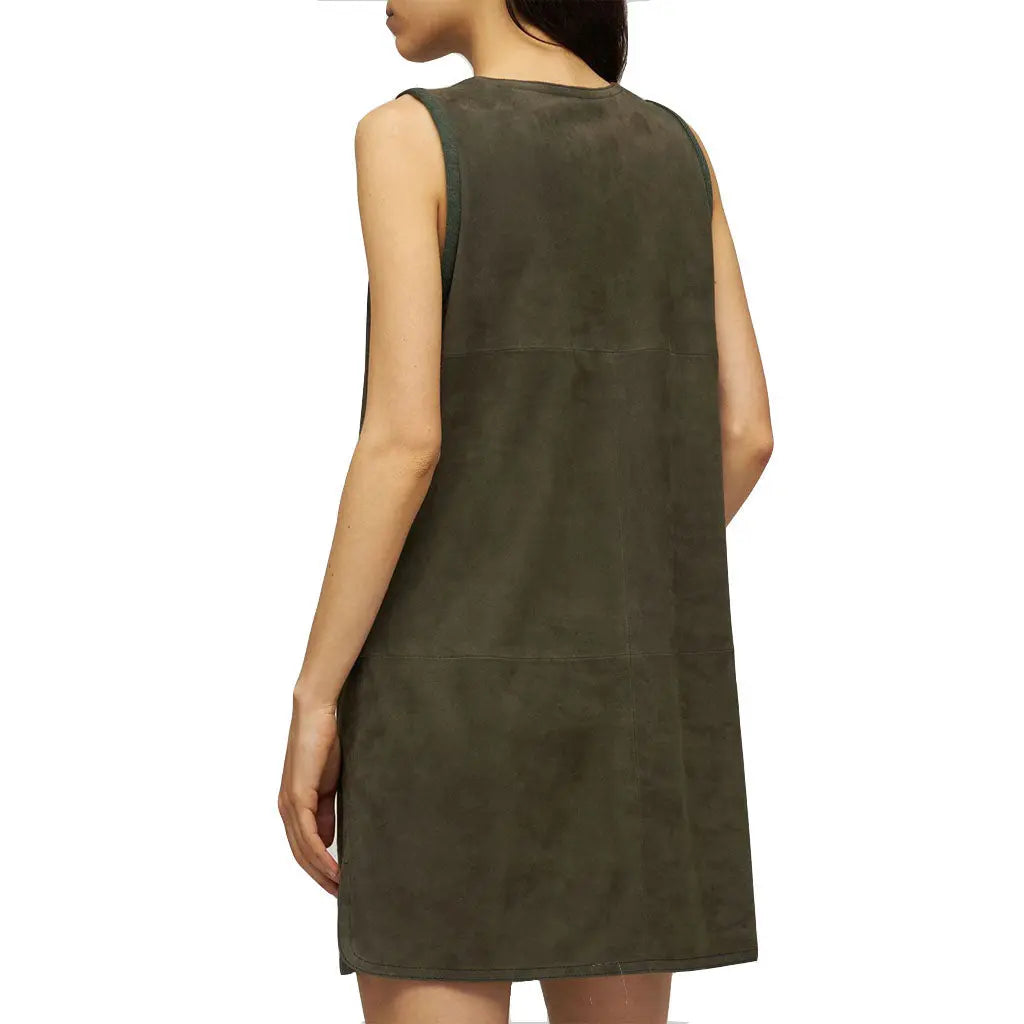 Mother Day Special  Suede Leather Dress
