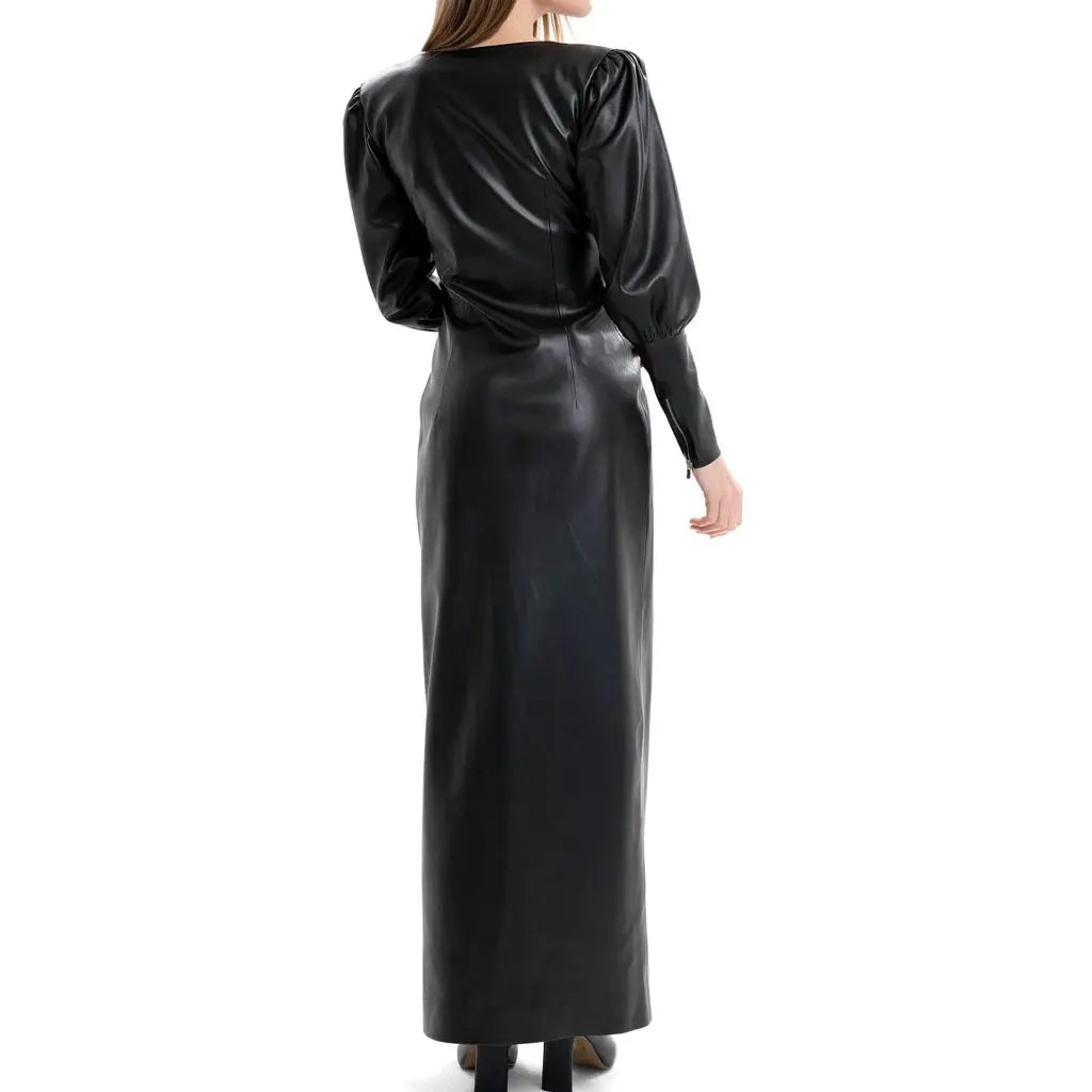 Vegan Leather Fall Gown Square Neck - Image #3