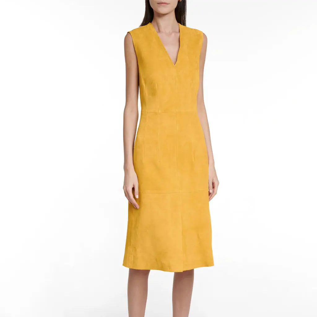 Just For Mom Yellow Suede Leather Dress