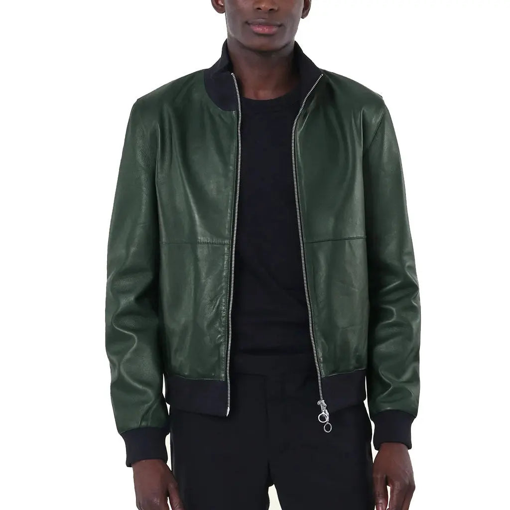 Men Leather Bomber Jacket 