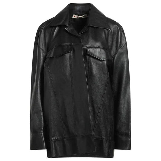 Womens Real Leather Black Coat 