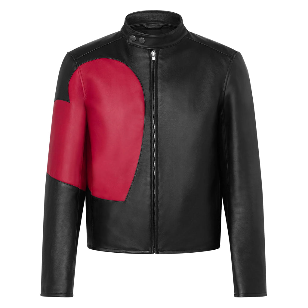 Red Heart-Cutout Valentine's Men Leather Jacket