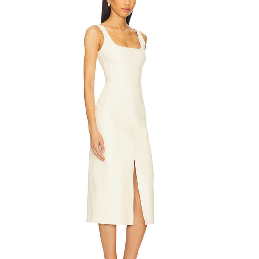 Front Slit Women Leather Dress