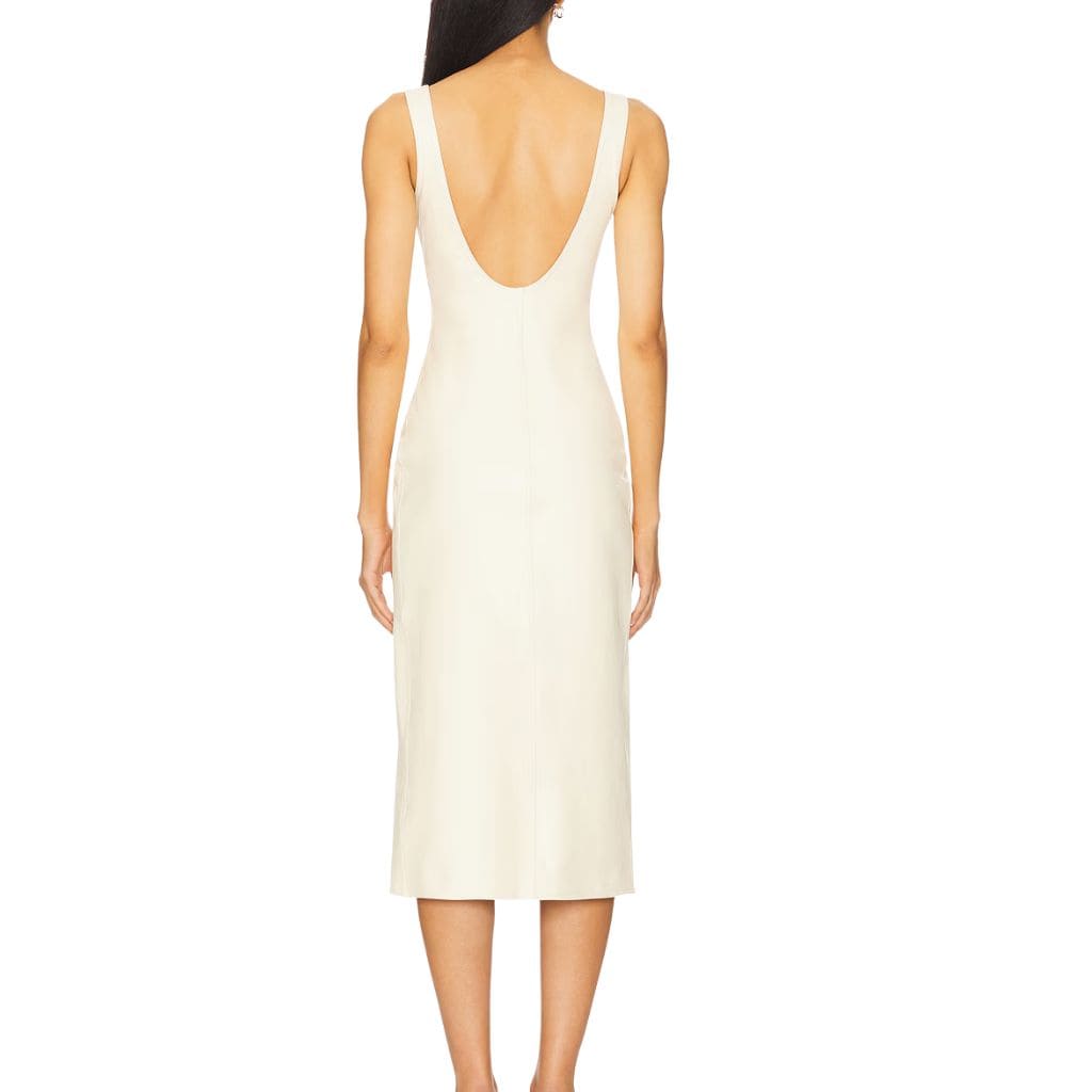 Pullon style women leather dress back 