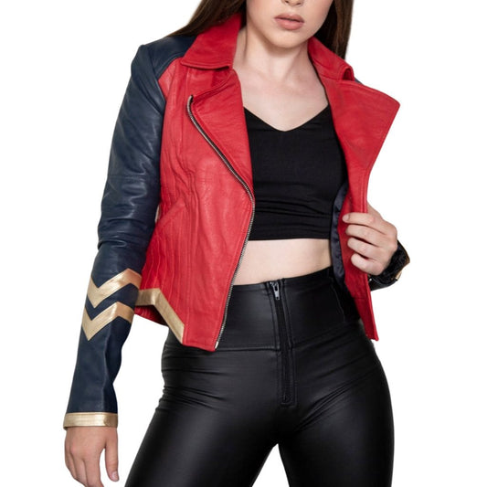 Women’s Warrior Red Vegan Leather Jacket – Halloween 