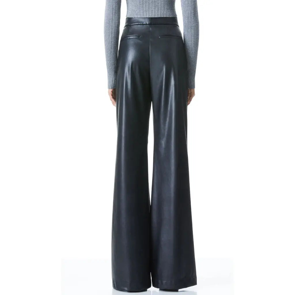 70s Inspire High Waist Wide Leg Faux Leather Pants - Image #3