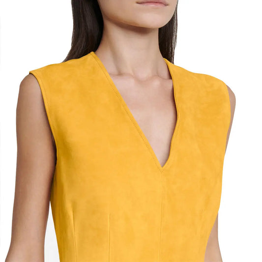 Just For Mom Yellow Suede Leather Dress - Image #2