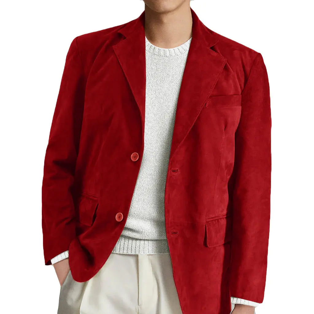 red suede leather blazer