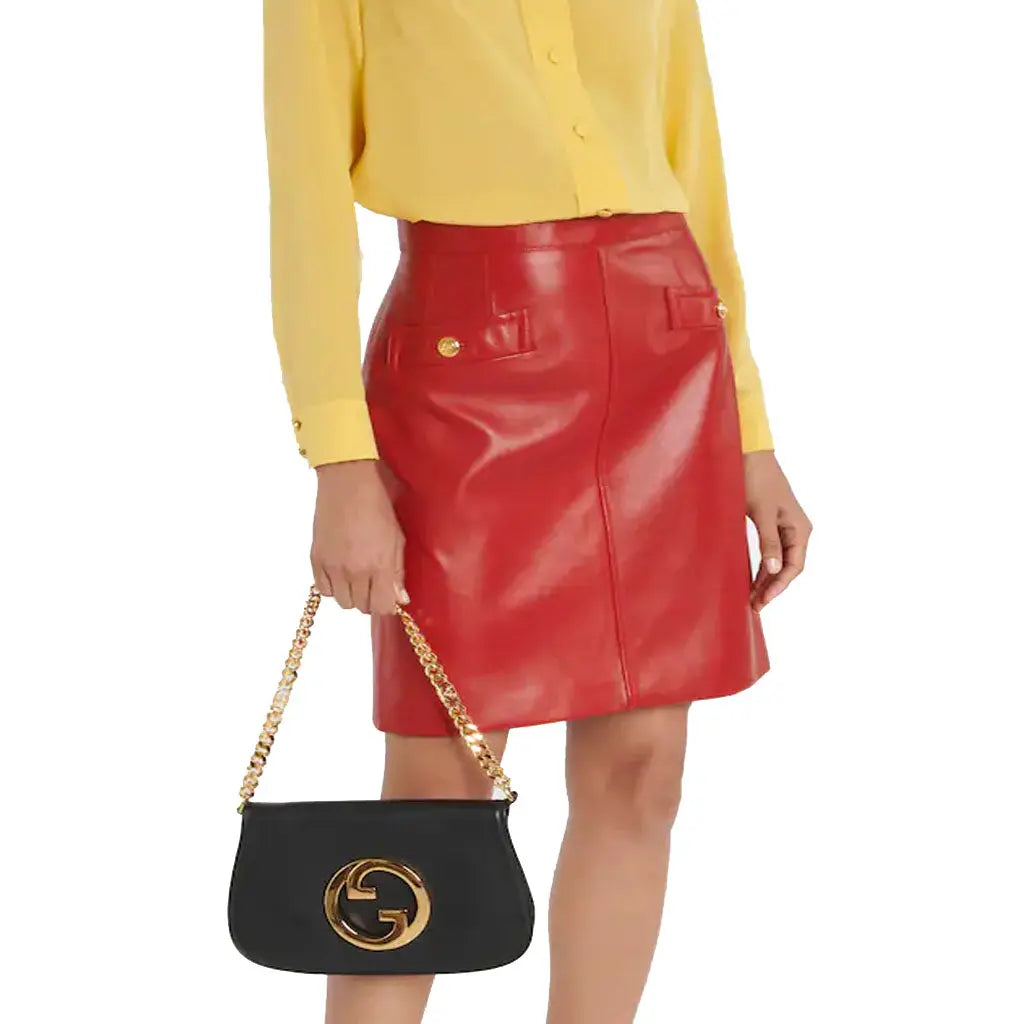 Corporate Red Leather Miniskirt - Image #1