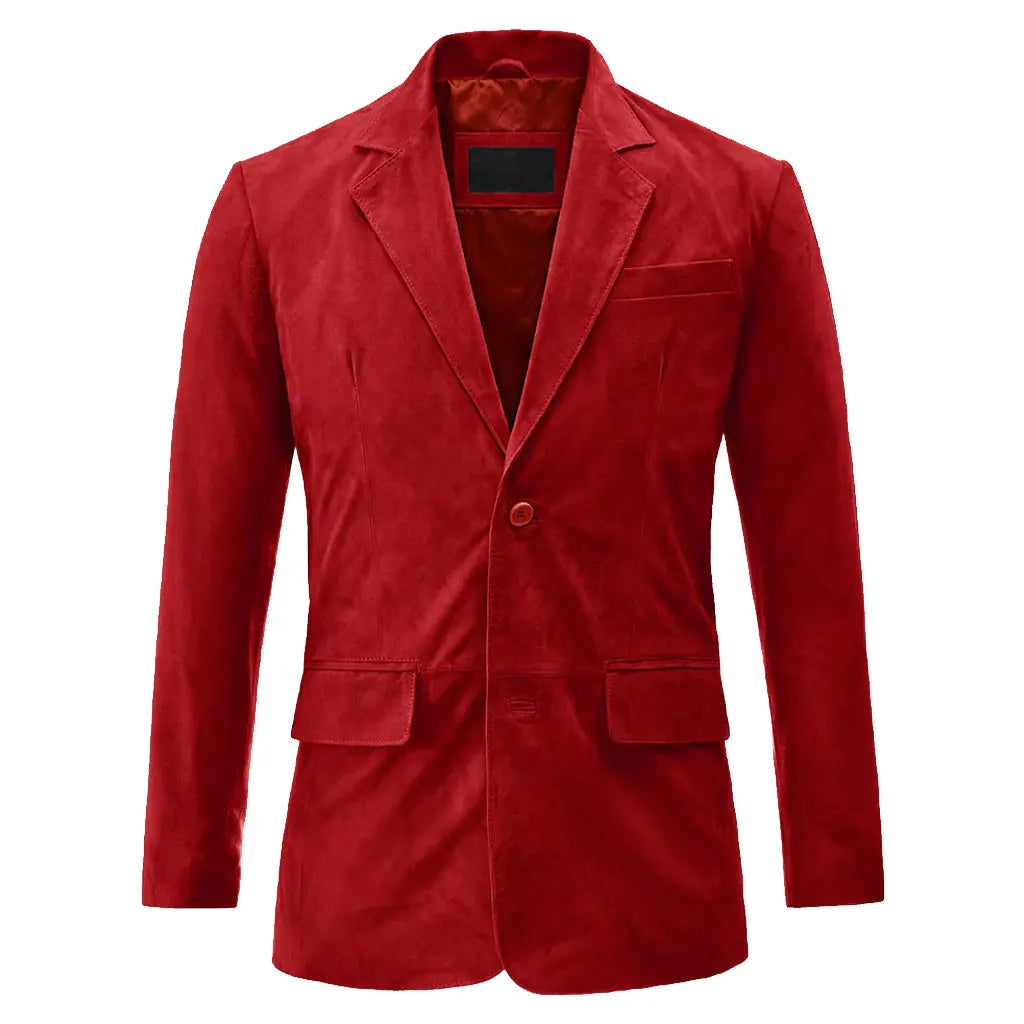 men corporate red leather blazer