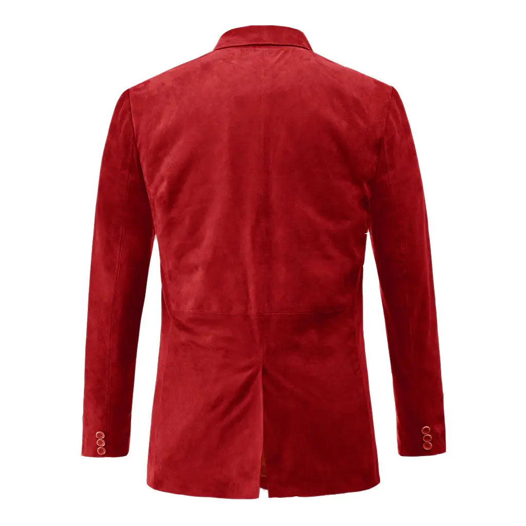 work wear suede leather blazer in red