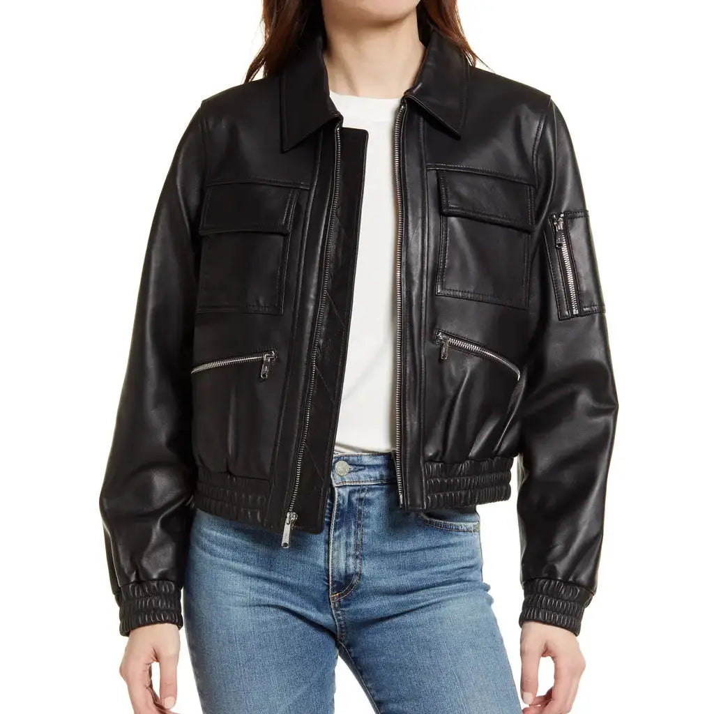 Black Biker Bomber jackets for womens