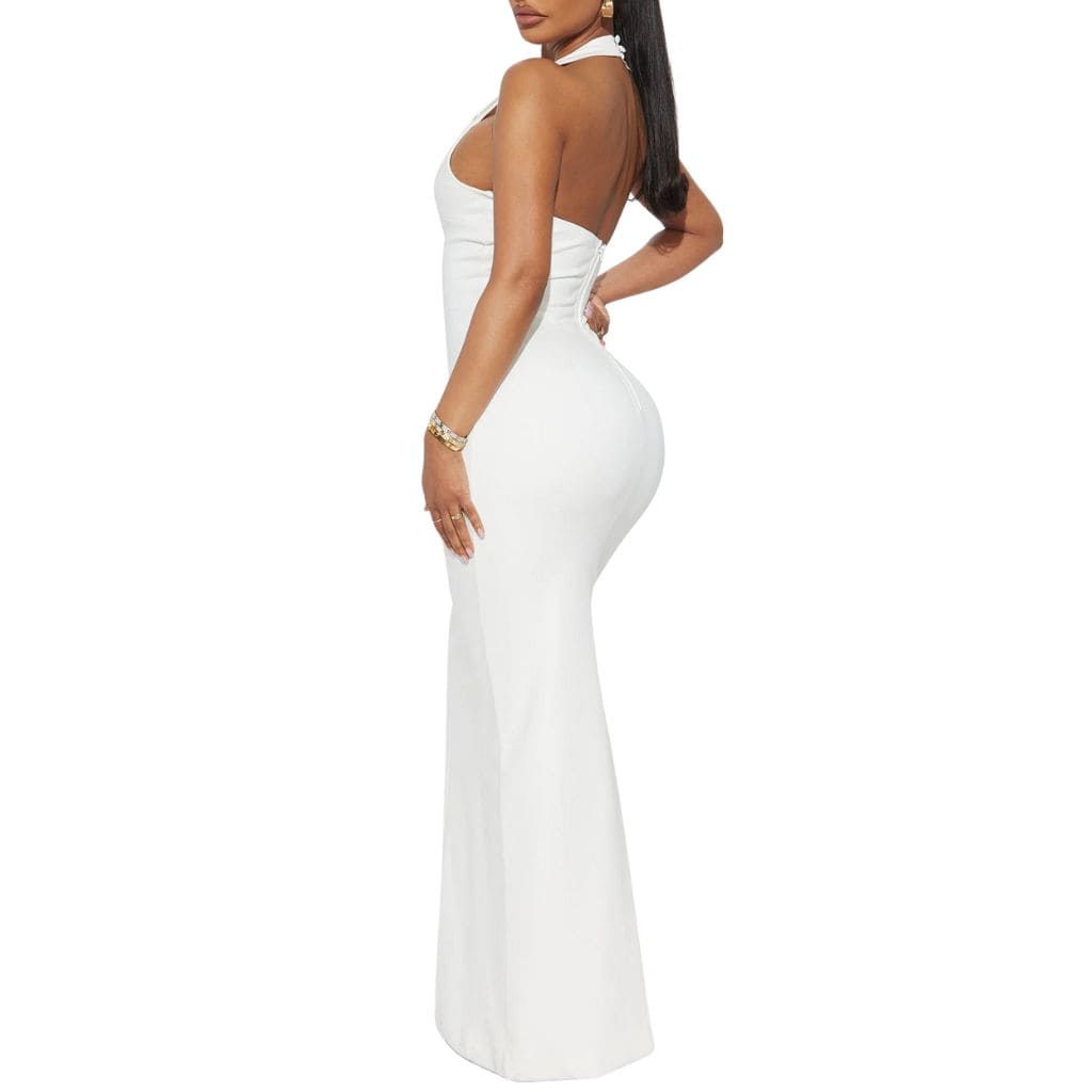  White Wedding Leather Gown with open back 