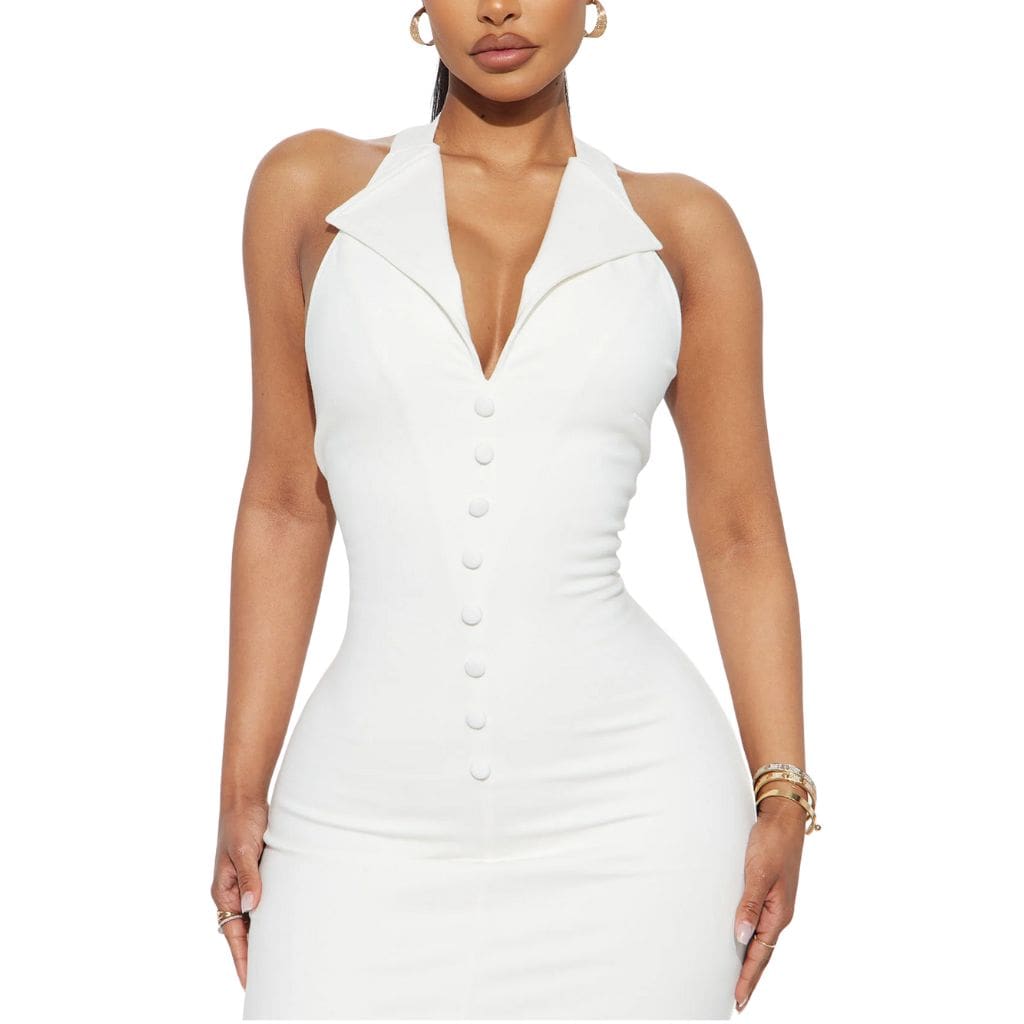 Halter Neck Collar Style Wedding Leather Gown