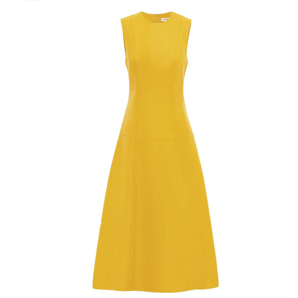 Sunshine Leather Flared Midi Dress For Women - Image #4