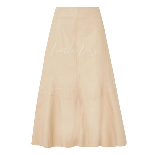 Stylish midi leather skirt 