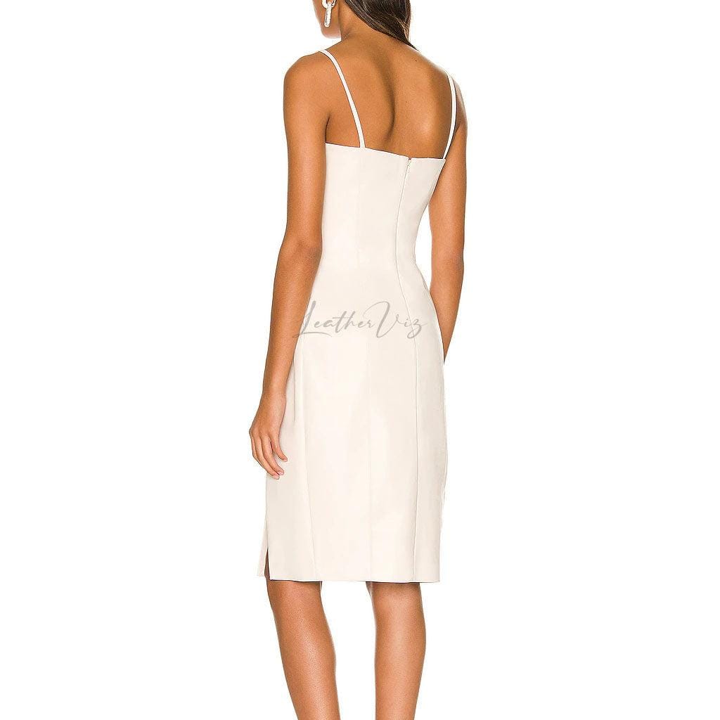 WHITE BRIDAL LEATHER DRESS FOR VALENTINE’S DAY - Image #5