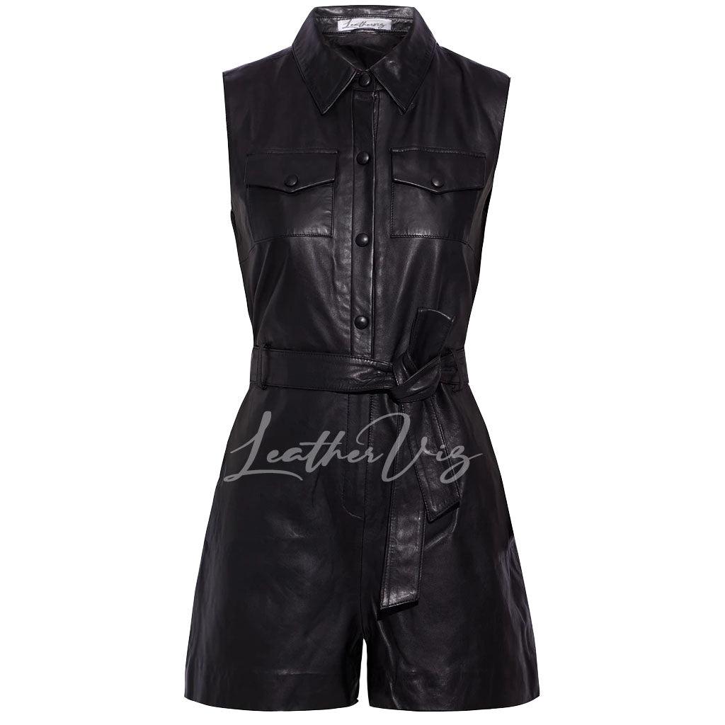  Mini Leather Playsuit For Women