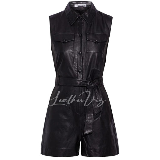  Mini Leather Playsuit For Women
