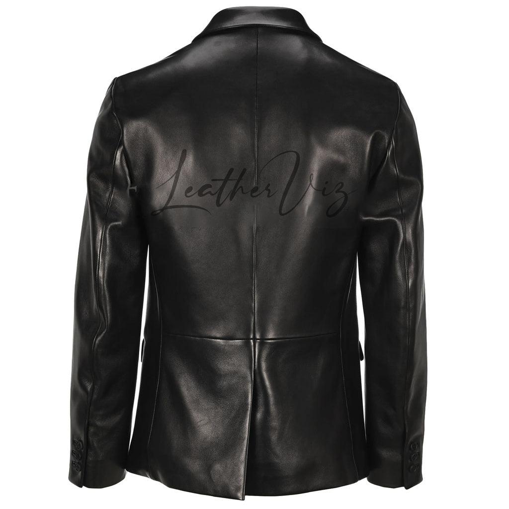 BLACK LEATHER CORPORATE STYLE LEATHER BLAZERS - Image #2