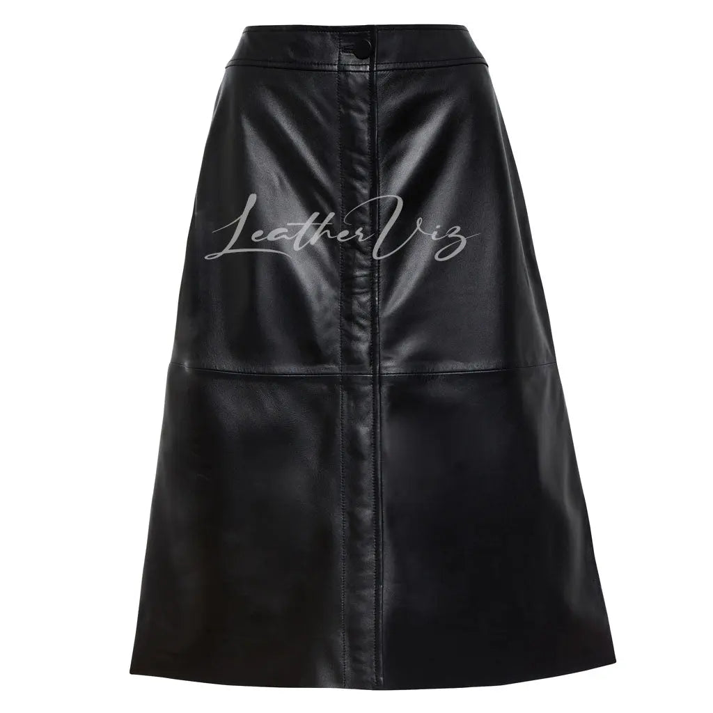 HIGH RISE FLARED LEATHER SKIRT FOR WOMEN - Image #2