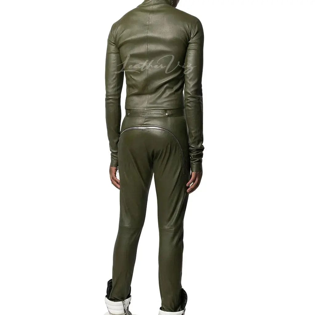 ZIPPER LEATHER JUMPSUIT FOR MEN - Image #2